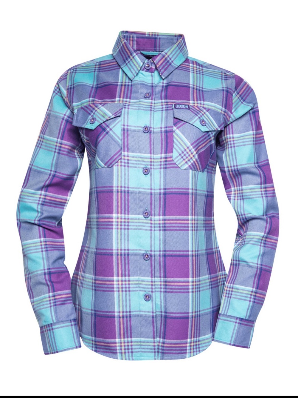DIXXON REDEEMER Purple & Teal Plaid Women's Button-Down Shirt